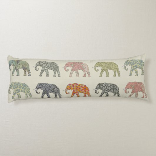 象カラフル動物のコンテンポラリー模様 ボディピロー (裏面)