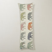 象カラフル動物のコンテンポラリー模様 ボディピロー (裏面 (縦))