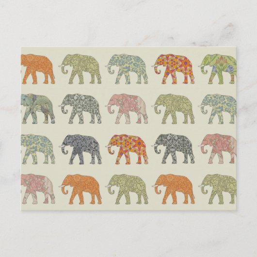 象カラフル動物のコンテンポラリー模様 ポストカード (正面)