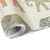 象カラフル動物のコンテンポラリー模様 ラッピングペーパー (ロールコーナー)