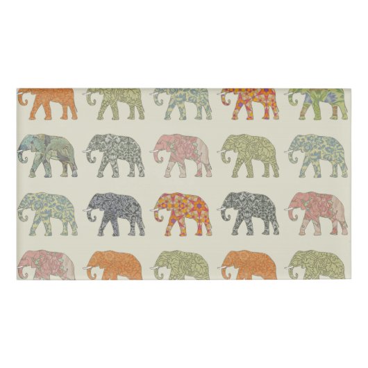 象カラフル動物のコンテンポラリー模様 名札 (正面)