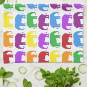 象カラフル模様 キッチンタオル (折り畳み)