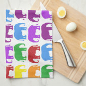 象カラフル模様 キッチンタオル (四つ折り)