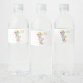 象カラフル漫画子供の誕生日ウォーターボット ペットボトルラベル (ボトル)