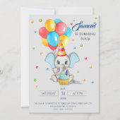 象カラフル漫画子供の誕生日招待状 招待状 (正面)