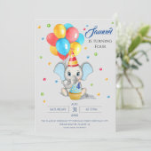象カラフル漫画子供の誕生日招待状 招待状 (スタンド正面)