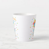 象カラフル漫画子供の誕生日 カフェラテマグ (正面)