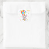 象カラフル漫画子供の誕生日 スクエアシール (バッグ)