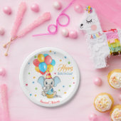 象カラフル漫画子供の誕生日 ペーパープレート