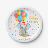 象カラフル漫画子供の誕生日 ペーパープレート