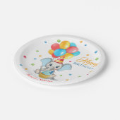 象カラフル漫画子供の誕生日 ペーパープレート