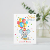 象カラフル漫画子供の誕生日 ポストカード (スタンド正面)