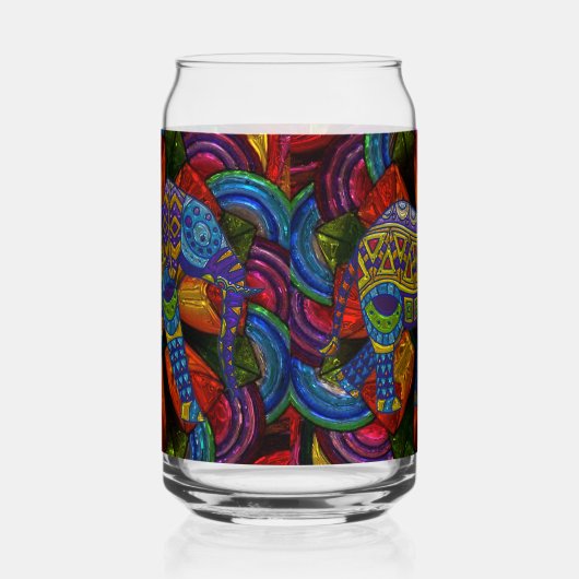 象カラフル華美と曼荼羅 ガラス缶 (左)