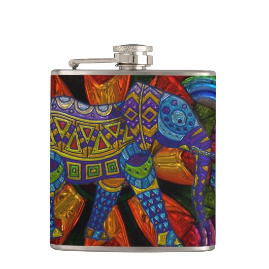 象カラフル華美と曼荼羅 フラスク (正面)