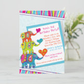 象カラフル誕生日招待状 招待状 (スタンド正面)