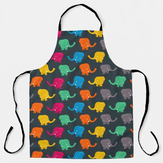 象カラフル象 エプロン (正面)