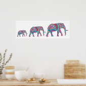 象カラフル象 ポスター (キッチン)