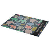 象カラフル象、象の模様、あなたの名前 カッティングボード (角)