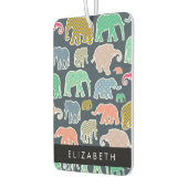 象カラフル象、象の模様、あなたの名前 カーエアーフレッシュナー (左)