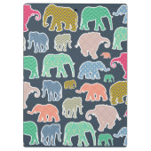 象カラフル象、象の模様、あなたの名前 クリップボード (裏面)