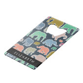 象カラフル象、象の模様、あなたの名前 クレジットカード栓抜き (裏面アングル)