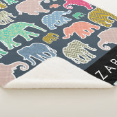 象カラフル象、象の模様、あなたの名前 シェルパブランケット (3/4)