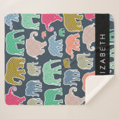 象カラフル象、象の模様、あなたの名前 シェルパブランケット (正面(横))