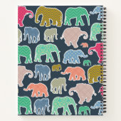 象カラフル象、象の模様、あなたの名前 ノートブック (裏面)