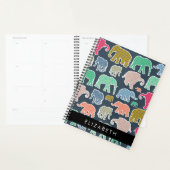 象カラフル象、象の模様、あなたの名前 プランナー手帳 (ディスプレー)