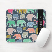 象カラフル象、象の模様、あなたの名前 マウスパッド (マウス)