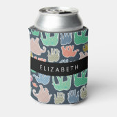 象カラフル象、象の模様、あなたの名前 缶クーラー (缶裏面)