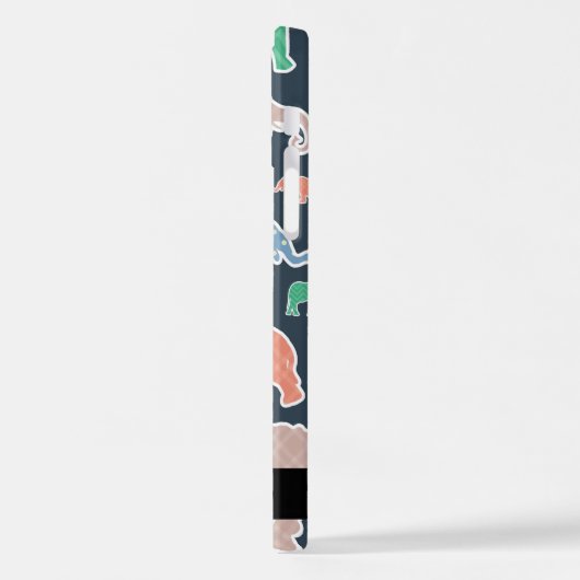 象カラフル象、象の模様、あなたの名前 iPhoneケース (左側面)