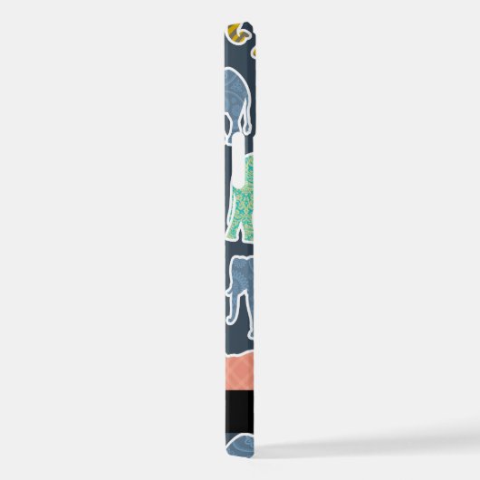 象カラフル象、象の模様、あなたの名前 iPhoneケース (右側面)