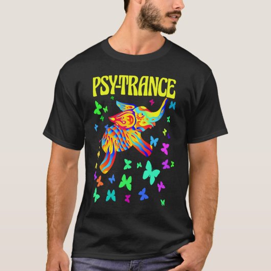 象カラフル象Psy Trance DJテクノRaveパーティー Tシャツ (正面)