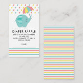 象カラフル赤シャワーおむつラッフルチケット エンクロージャーカード (正面/裏面)