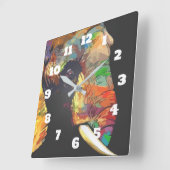 象カラフル頭ポートレートスケッチ スクエア壁時計 (傾斜)