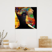 象カラフル頭ポートレートスケッチ ポスター (キッチン)