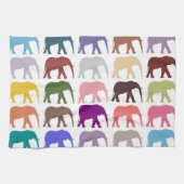 象カラフル、象の模様 キッチンタオル (横)