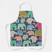 象カラフル、象の模様、ジグザグ エプロン (正面)