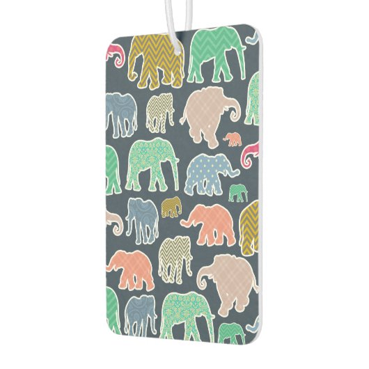 象カラフル、象の模様、ジグザグ カーエアーフレッシュナー (左)