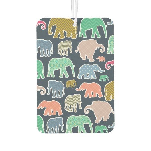 象カラフル、象の模様、ジグザグ カーエアーフレッシュナー (裏面)