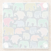 象カラフル、象の模様、ジグザグ ガラスコースター (裏面)