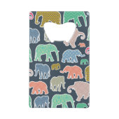 象カラフル、象の模様、ジグザグ クレジットカード栓抜き (正面)