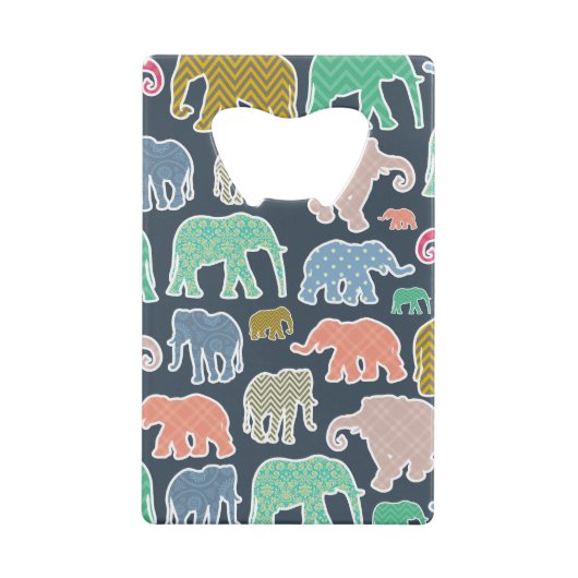 象カラフル、象の模様、ジグザグ クレジットカード栓抜き (裏面)