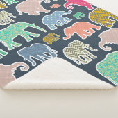 象カラフル、象の模様、ジグザグ シェルパブランケット (3/4)