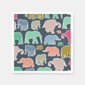 象カラフル、象の模様、ジグザグ スタンダードカクテルナプキン (正面)