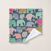 象カラフル、象の模様、ジグザグ バスタオルセット (ウォッシュタオル)