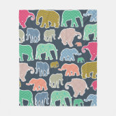 象カラフル、象の模様、ジグザグ フリースブランケット (正面)