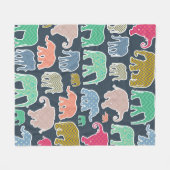 象カラフル、象の模様、ジグザグ フリースブランケット (正面(横))