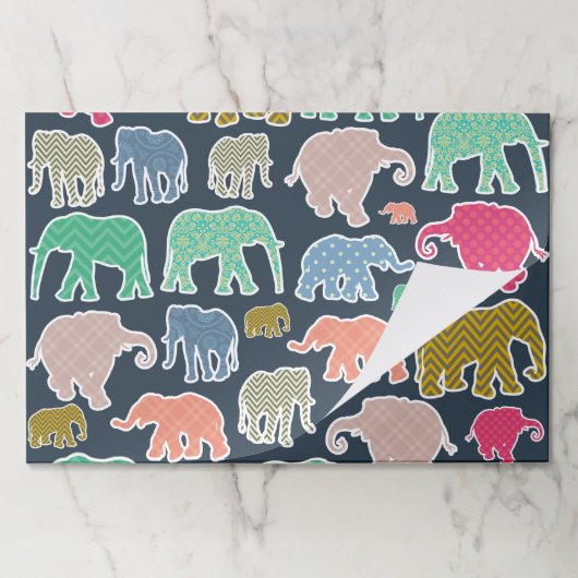 象カラフル、象の模様、ジグザグ ペーパーパッド (折り畳み)